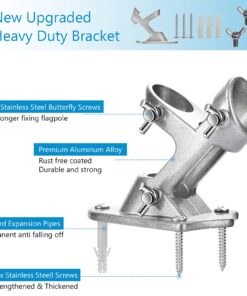Flag Holder, Flag Bracket, Heavy Duty House Flag Pole Holder Bracket, Aluminum Mount - Stainless Steel Hardware - Strong and Rust Proof - 1" Inner Diameter (Silver-1Pack) Silver-1Pack 18 71hJ4s 51kS