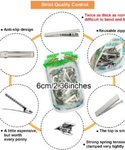 HiJeaton 60Pcs Alligator Hair Clips for Hair Bows,(6cm/2.36") Bow Clips Bulk, Gator Metal Clip, Hairdresser Clips for Bow Making, Large Plain DIY Clips Supplies for Crafts (6cm/2.36") 6cm (60Pcs Upgrade & Thicken) 9 71hKhjlk0IL