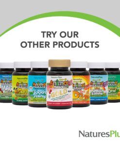 NaturesPlus Animal Parade Gold Children's Multivitamin - Assorted Cherry, Orange & Grape Flavors - 120 Chewable Animal-Shaped Tablets - Vegetarian, Gluten Free - 60 Servings 17 71hML84ICFL
