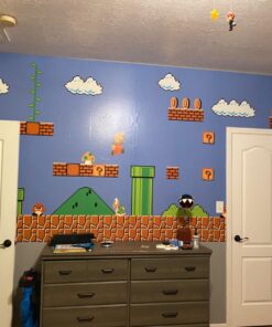 RoomMates JL1331M Super Mario Retro Spray and Stick Removable Wall Mural - 10.5 ft. x 6 ft. 23 71hMs2rchDL