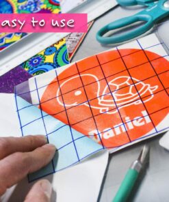 Craftopia transfer paper tape roll 6 inch x 50 feet clear with blue alignment grid, 10 bonus ft perfect for cricut cameo self adhesive vinyl for signs stickers decals walls doors windows 6" x 50' 21 71hMzuHWjuL