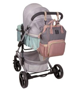 QIMIAOBABY Diaper Bag Backpack,Waterproof Multifunctional Large Travel Nappy Changing Bags… (Pink with gray) Pink With Gray 35 71hN3YvGQJL