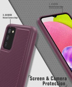 BNIUT for Samsung Galaxy A03s Phone Case: Military Matte Drop Proof Phone Protective | Sturdy Shockproof Case with Rough Textured - Rugged Dual Layer Design | Heavy Duty Protection (Dark Red) Dark Red 9 71hO7aPEDeL