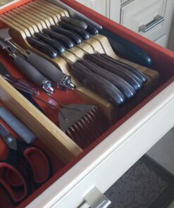In-Drawer Knife Block Organizer - Bamboo Wood Drawer Knife Organizer - Holds 5 Long + 6 Short Knives (Not Included) - Store Knives with Blades Pointing Down Natural 46 71hOKTPkHRL