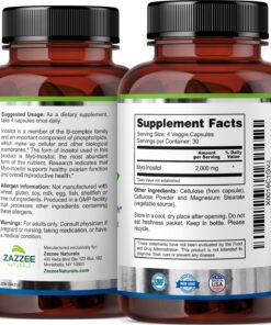 Zazzee Myo-Inositol Capsules, 2000 mg per Serving, 120 Vegan Capsules, Ideal Dosage for 40:1 Ratio, 100% Vegetarian, Hormone Balance & Healthy Ovarian Function Support, All-Natural and Non-GMO 27 71hOv0nrWZL