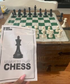 WE Games Best Value Tournament Chess Set - Staunton Chess Pieces and Green Roll-Up Vinyl Chess Board 1 45 71hPGxN9rfL