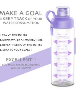 Artoid Mode 25oz Motivational Fitness Workout Sports Water Bottle with Time Marker & Measurements, Carbonation Friendly Dishwasher Safe and BPA Free Purple 13 71hQFlHQtZL