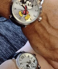 Disney Mickey Mouse Adult Vintage Articulating Hands Analog Quartz Watch Silver, Silver, Black 34 71hQTjTx RL