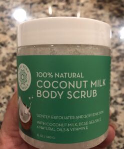 Exfoliating Body Scrub with Hydrating Coconut Milk and Detoxifying Dead Sea Salt, Moisturizing Exfoliating Scrub by Pure Body Naturals, 12 Ounce (Packaging Varies) 30 71hQryaYG1L