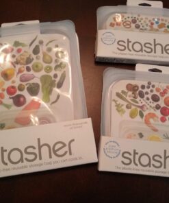 Stasher Reusable Silicone Storage Bag, Food Storage Container, Microwave and Dishwasher Safe, Leak-free, Sandwich, Clear Single 53 71hRFPiQ3XL