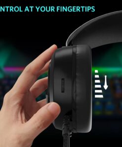 FIODIO Gaming Headset with Surround Sound Stereo for Xbox One PC Switch Tablet, Noise Cancelling Over Ear Headphones with Mic LED Light 16 71hSUrGQmS