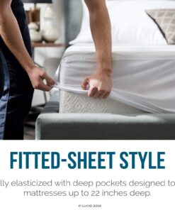 LUCID Premium Hypoallergenic 100% Waterproof Mattress Protector - Universal Fit, Cotton Terry Top,White Twin 11 71hSW7LpgmL