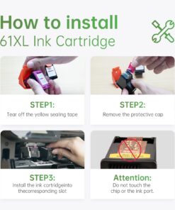 LEMERO Ink 61 Remanufactured for HP Ink 61 Ink Cartridge Combo Pack for HP Envy 4500 5530 Officejet 4630 Printer Ink Cartridges for HP Ink 61 (Black Color, 2-Pack) 12 71hSmdRaG9L