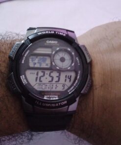 Casio Men's AE1000W-1BVCF Silver-Tone and Black Digital Sport Watch with Black Resin Band 28 71hUaIEEi1L