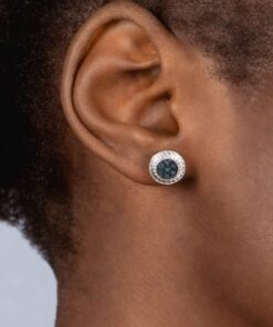 Amazon Collection Sterling Silver Diamond Accent Stud Earrings Blue 12 71hVhM3L8cL