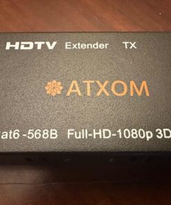 ATXOM HDMI Over Ethernet Extender, Over Cat 5e/6/7 LAN Cable, Up to 200Ft, Full HD 1080P @ 60HZ, EDID Copy, Dolby Digital/DTS Compatible, High Resolution Signal, POC Transmitter and Receiver 71 71hVpxp4LWL