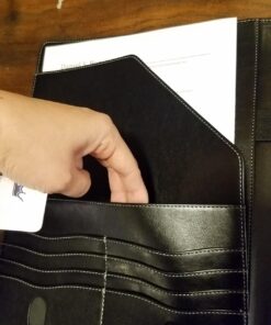 Skycase Padfolio Portfolio Case,Leather Portfolio Folder,Resume/Conference/Legal Document Executive Organizer with Letter/A4 Size Clipboard,Business Card Holder,Padfolio Portfolio for Women/Men,Black Black 31 71hW5RkibtL