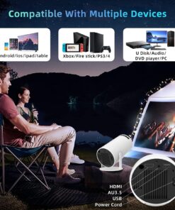 LIMIMART 40"-130" Smart Mini Projector 5G WIFI, Support 4K, Big Screen Experience with Premium 360 Sound, 5.0 Bluetooth Movie Projector Compatible With Android/iOS/Windows/TV Stick/HDMI/USB/Audio 3.5 23 71hWC13bnxL