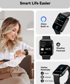 ENOMIR Smart Watch for Men Women(Answer/Make Call), Alexa Built-in,Fitness with Heart Rate SpO2 Sleep Monitor 100 Sports 5ATM Waterproof Activity Trackers and Smartwatches iOS&Android Phones Black 24 71hWHyf5NEL 1