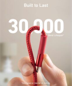 Alternative view of Anker Charger Cable, (10 ft MFi Certified) Extra Long Powerline+ II Lightning Charging Cable Compatible with iPhone SE 11 Pro Max Xs MAX XR X 8 7 6S, iPad 8 and More (Red) 10 ft Red