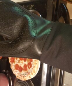 HOMWE Extra Long Professional Silicone Oven Mitt, Oven Mitts with Quilted Liner, Heat Resistant Pot Holders, Flexible Oven Gloves, 1 Pair (Black, 13.7 inch) Black 37 71hXQjDhuTL