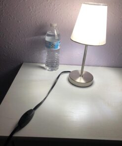 Simple Designs LT2013-WHT Mini Basic Sand Nickel Table Lamp with Fabric Shade, White 32 71hXxbW vhL