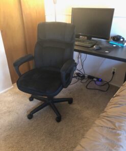 Amazon Basics Classic Office Desk Computer Chair - Adjustable, Swiveling, Ultra-Soft Microfiber, Lumbar Support, 28"D x 25"W x 43.5"H, Black 44 71hXy8xYoxL