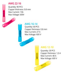 Wirefy 180 PCS Heat Shrink Butt Connectors Kit - Marine Grade Wire Butt Splice Connectors - Electrical, Waterproof - 22-10 AWG Butt Connector Kit - 22-10 AWG 10 71hZmvsOylL