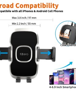 1Zero Solid Car Truck Phone Mount Holder with 14-Inch Gooseneck Long Arm, Windshield Window Mobile Holders w/Industrial-Strength Suction Cup, Anti-Shake Stabilizer Compatible All Cell Phones iPhone Black Mirror Surface with Silver Ring 26 71hbooBwBL