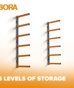 Bora Wood Organizer and Lumber Storage Metal Rack with 6-Level Wall Mount – Indoor and Outdoor Use, In Orange | PBR-001 49 71hbzlR2mL