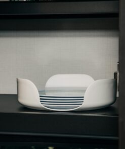 Camco Stack-A-Plate- Easily Organize, Store and Protect Plates During Travel, Non- Slip Backing, Simply Dispense Plates During Later Use, Great For RVs - White (43601) 23 71hchORMweL