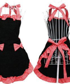 Hyzrz Women's Apron with Pockets, Black and Red Multicolor 21 71hcni3 UL