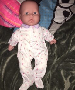 JC Toys - La Baby | Caucasian 16-inch Medium Soft Body Baby Doll | Washable | Removable Purple Outfit w/Hat and Pacifier | for Children 12 Months + Purple Caucasian 27 71hcsunSioL