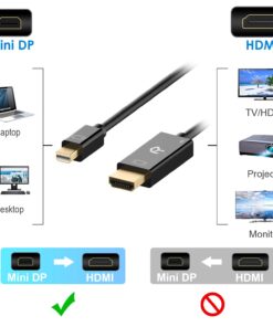 Rankie Mini DisplayPort (Mini DP) to HDMI Cable, 4K Ready, 6 Feet 18 71hdONtvLHL