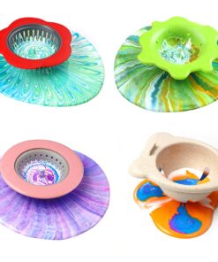 Alternative view of Acrylic Pouring Strainers, Angela&Alex 5 PCS Flow Painting Tools Christmas DIY Kits Drawing Sets Flower Strainers Plastic Silicone Drain Basket Unique Pattern Train Art Supplies Muliti-5 Pcs