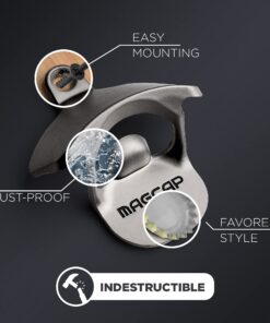 MAGCAP Outdoor Bottle Opener Wall Mounted - Style Magnetic Beer Bottle Opener that Catches Caps - Easy to Install and Incredibly Convenient 1 Matted Nickel 21 71hdt LfaDS