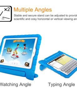 Fintie Case for iPad 6th Generation 2018 / iPad 5th Generation 2017 / iPad Air 2 / iPad Air (9.7 Inch) - Kiddie Series Light Weight Shock Proof Convertible Handle Stand Cover Kids Friendly, Blue 17 71hekxw6bsL