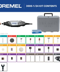 Dremel 3000-1/24 Variable Speed Rotary Tool Kit - 1 Attachment & 24 Accessories, Ideal for Variety of Crafting and DIY Projects – Cutting, Sanding, Grinding, Polishing, Drilling, Engraving 25 Piece Kit 15 71hfPSlrjGL