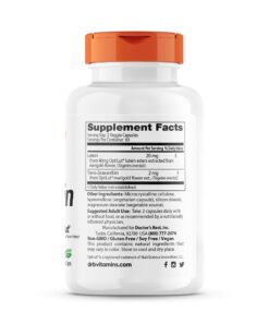 Doctor's Best Lutein with OptiLut Non-GMO, Vegan, Gluten Free, Soy Free, Eye Health, 20 mg, 120 Veggie Caps Unflavored 120 Count (Pack of 1) 7 71hgro 4KAL