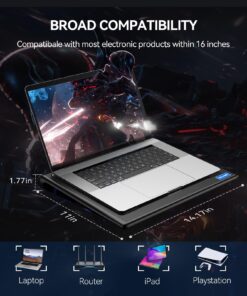 TECKNET Laptop Cooling Pad, Portable Ultra-Slim Laptop Cooler, Gaming Cooling Pad Stand with 2 USB Powered Fans Wind Speed Adjustable, Fits 12-16 Inches (Blue) Blue 38 71hhgkQlTaL