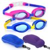 Careula 2 Pack Kids Swim Goggles, Swimming Goggles Anti-fog Water Pool Glasses for Kids Girls Boys Toddlers Child Age 2-12 A1 Purple & Blue 18 71hiLKO KLL