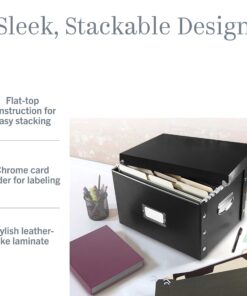 Snap-N-Store File Storage Box & Organizer - 1 Pack - 16.125 x 13.125 x 9.875 Inch Letter/Legal Size Portable File Box with Lid for Documents - Back To School Supplies for Students - Glossy Black Letter/Legal File 17 71hjLZgbdZL