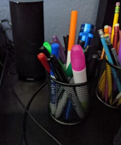 MaxGear Pen Holder for Desk, 3 Pack Pencil Holder, Non-Slip EVA Pad, Premium Mesh Metal Pen Holder, Desk Accessories & Workspace Organizers for Home, School & Office, Black, 3.7’’ Tall Mesh Black- 3.7" Tall 35 71hjQOsb7ZL