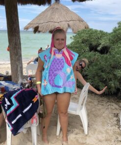 PERYOUN Child 100% Cotton Hooded Towel 24 x 48 inches (Mermaid) Pink 24 71hn2scZzL