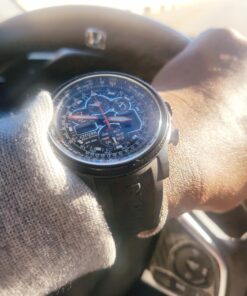 Citizen Men's Promaster Navihawk A-T Eco-Drive Pilot Watch, Atomic Timekeeping, Chronograph, Power Reserve Indicator, Luminous Hands and Markers, Anti-Reflective Crystal Black Rubber Strap 33 71hnEDoK 3L