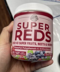 COUNTRY FARMS Super Reds, Energizing Polyphenol Superfood, 48 Super Fruits and Berries, Powerful Antioxidants and Polyphenols, Supports Energy, 20 Servings, Mixed Berry Flavor 7.1 Ounce (Pack of 1) 28 71hnaHtpt2L