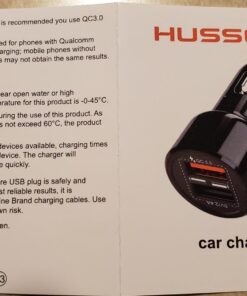 Hussell Car Charger Adapter - 3.0 Portable USB w/Fast Charge Technology & Dual Ports - Compatible w/Apple iPhone, Android, Tablet or Other USB Device - White Elephant, Stocking Stuffers 41 71hoT1bcLL