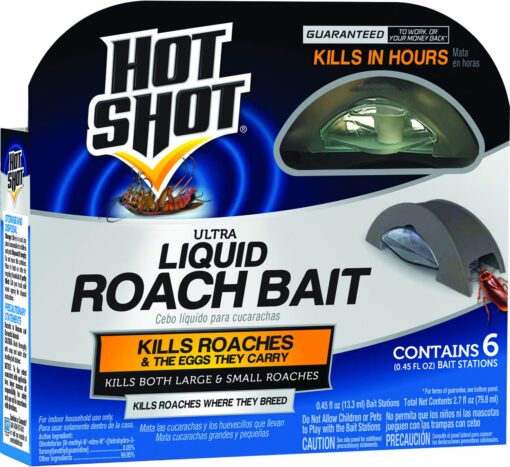 Hot Shot Liquid Roach Bait, Roach Killer, 1 Pack, 6-Count