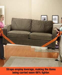 Forearm Forklift 2-Person Lifting and Moving Straps; Lift, Move and Carry Furniture, Appliances, Mattresses or Any Item up to 800 lbs. Safely and Easily Like a Pro, Orange 1-Pack Cargo Strap 20 71hq lfb1XL