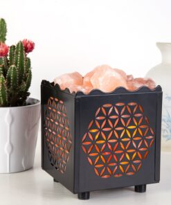 CRYSTAL DECOR Himalayan Pink Salt Lamp Basket & Dimmer Cord Bulb Flower 26 71hqCJAFLdL